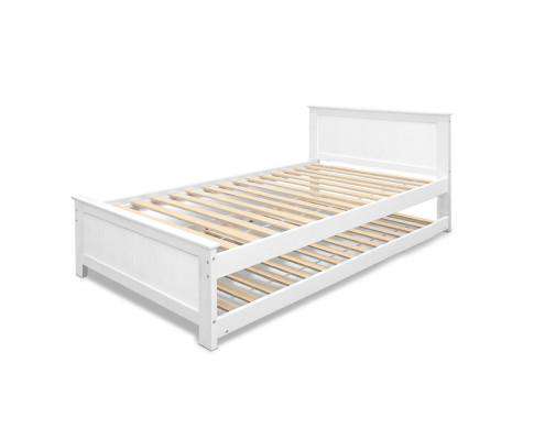 Bed Frame KING SINGLE Wooden Timber Trundle Daybed Size Base ELVIS Artiss