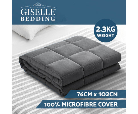 Weighted Blanket Kids 2.3KG Heavy Gravity Blankets Microfibre Cover Comfort Calming Deep Relax Better Sleep Grey Giselle