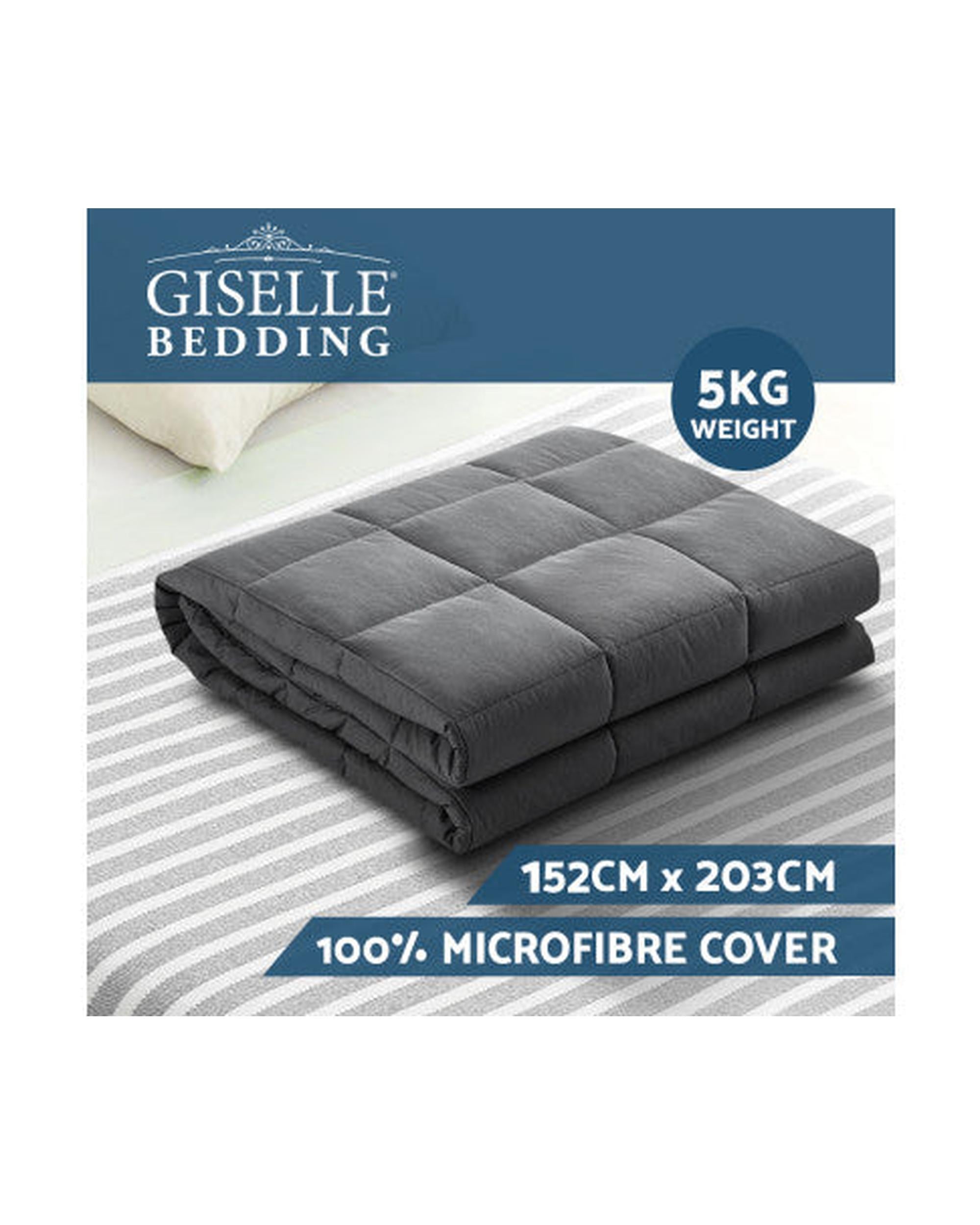 Weighted Blanket Adult 5KG Heavy Gravity Blankets Microfibre Cover Calming Relax Anxiety Relief Grey Giselle