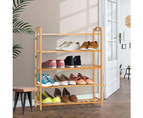 5-Tier Bamboo Shoe Rack Organiser Storage Shelf Stand Shelves Artiss