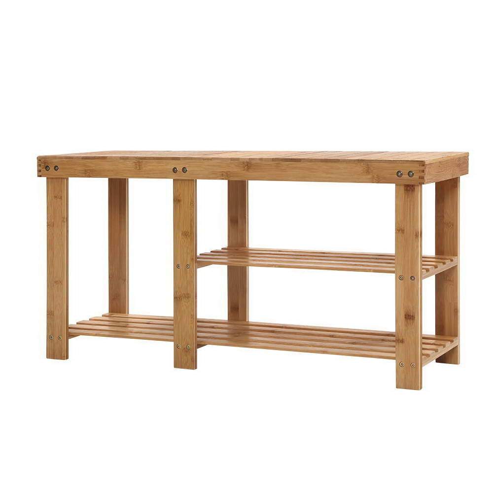 Bamboo Shoe Rack Bench Artiss