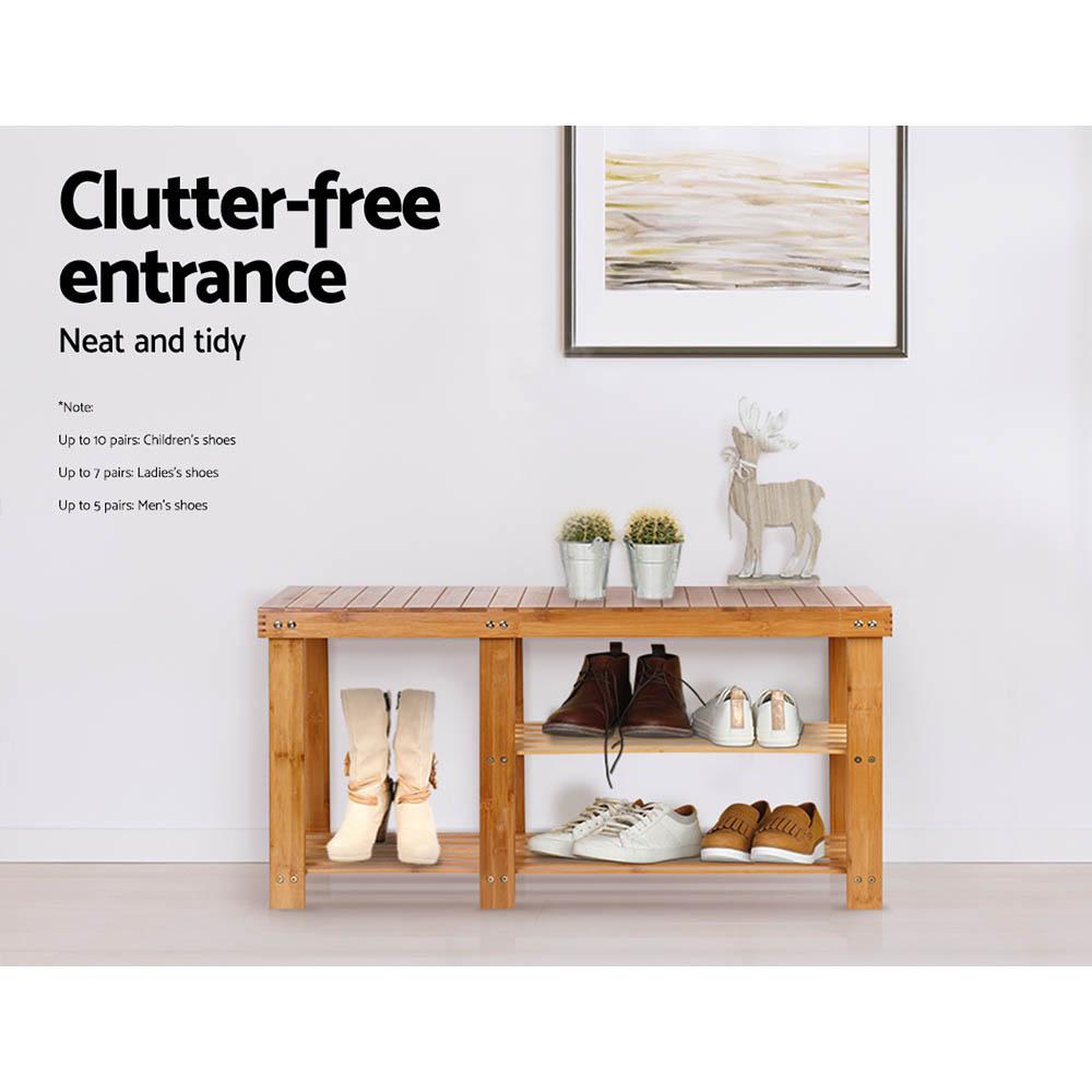 Bamboo Shoe Rack Bench Artiss