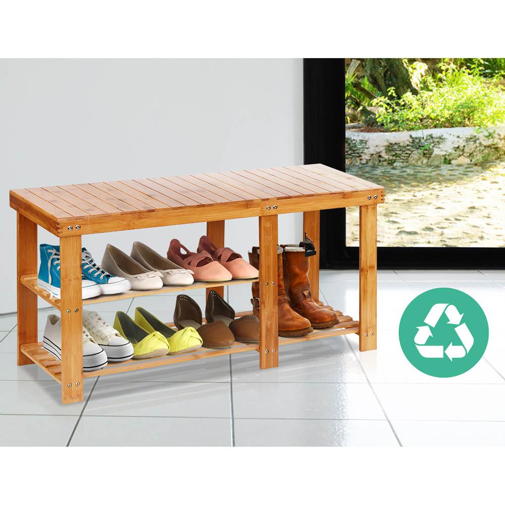 Bamboo Shoe Rack Bench Artiss