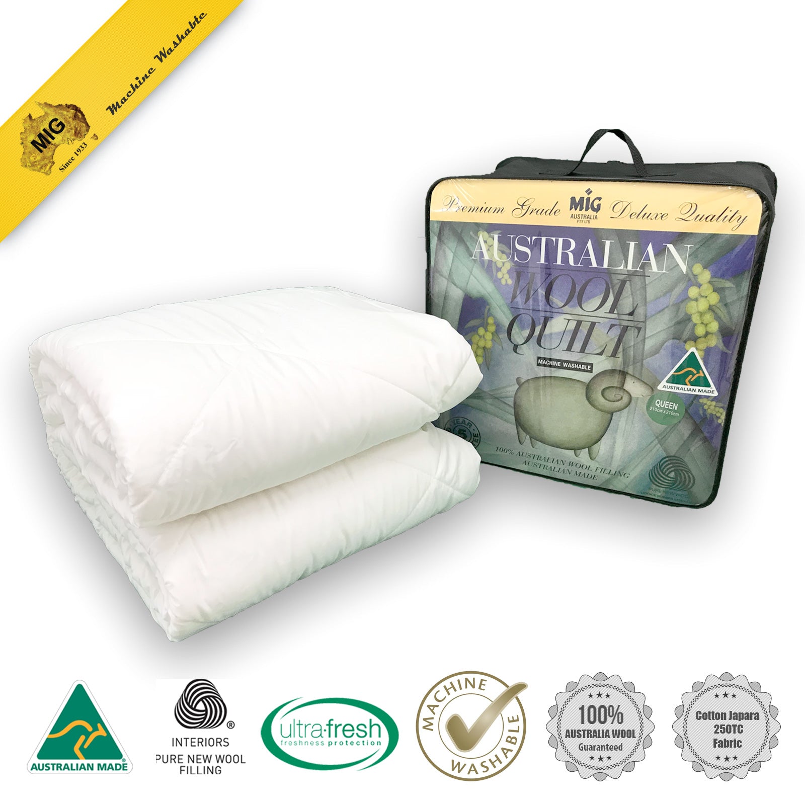 Golden Quilts 500 GSM 100% WASHABLE Wool Quilt Golden Quilts