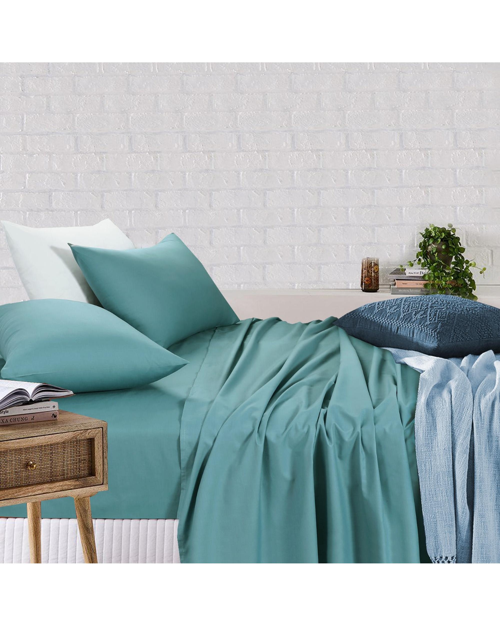 Amsons Sheet Set - Fitted & Flat Sheet With Pillowcases - Mint Green Amsons