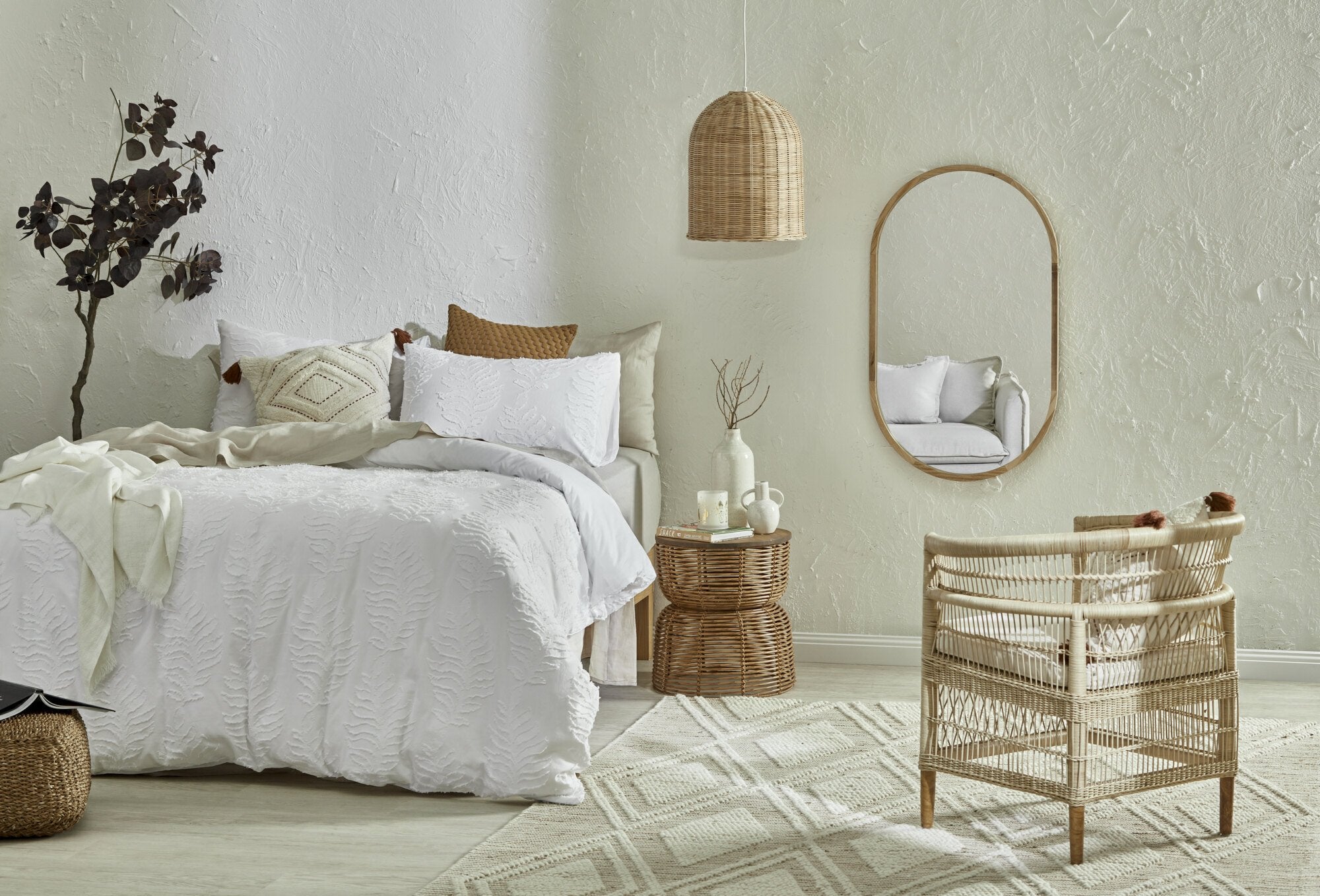 Vintage Design Lucas White Cotton Quilt Cover Set Vintage Design