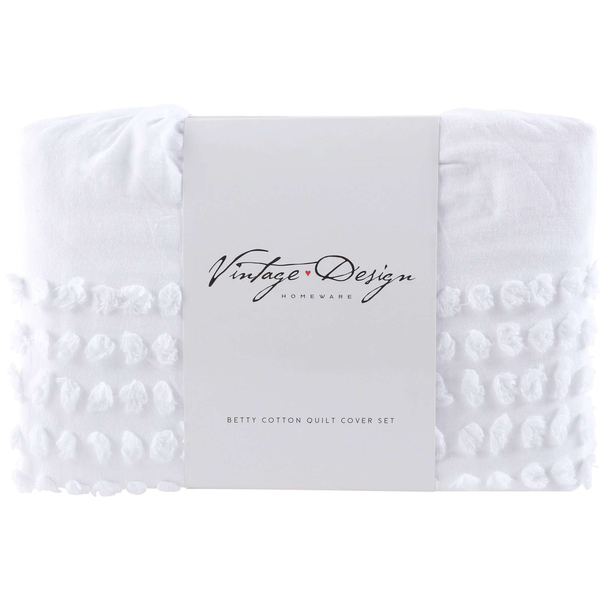 Vintage Design White Betty Cotton Quilt Cover Set Vintage Design