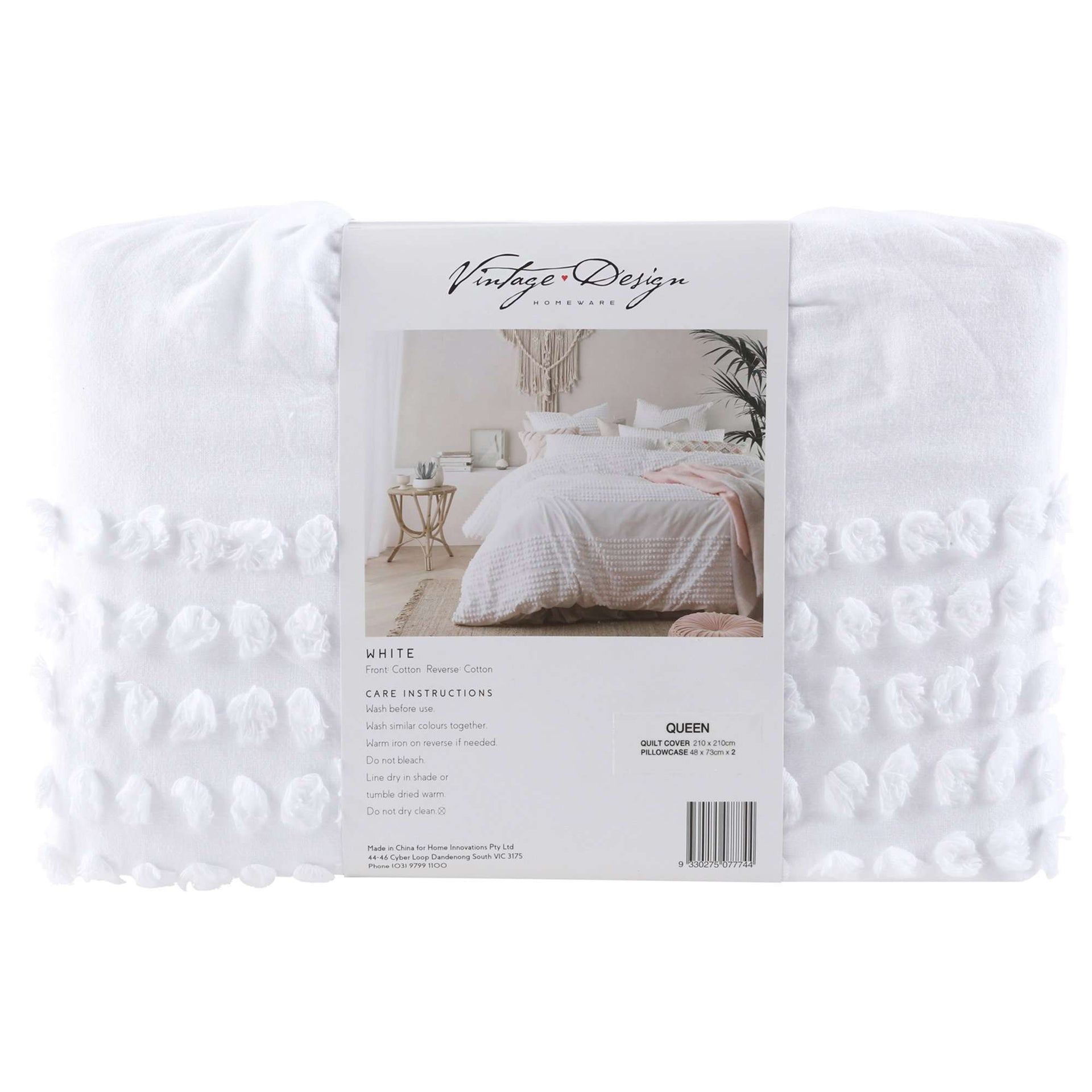 Vintage Design White Betty Cotton Quilt Cover Set Vintage Design