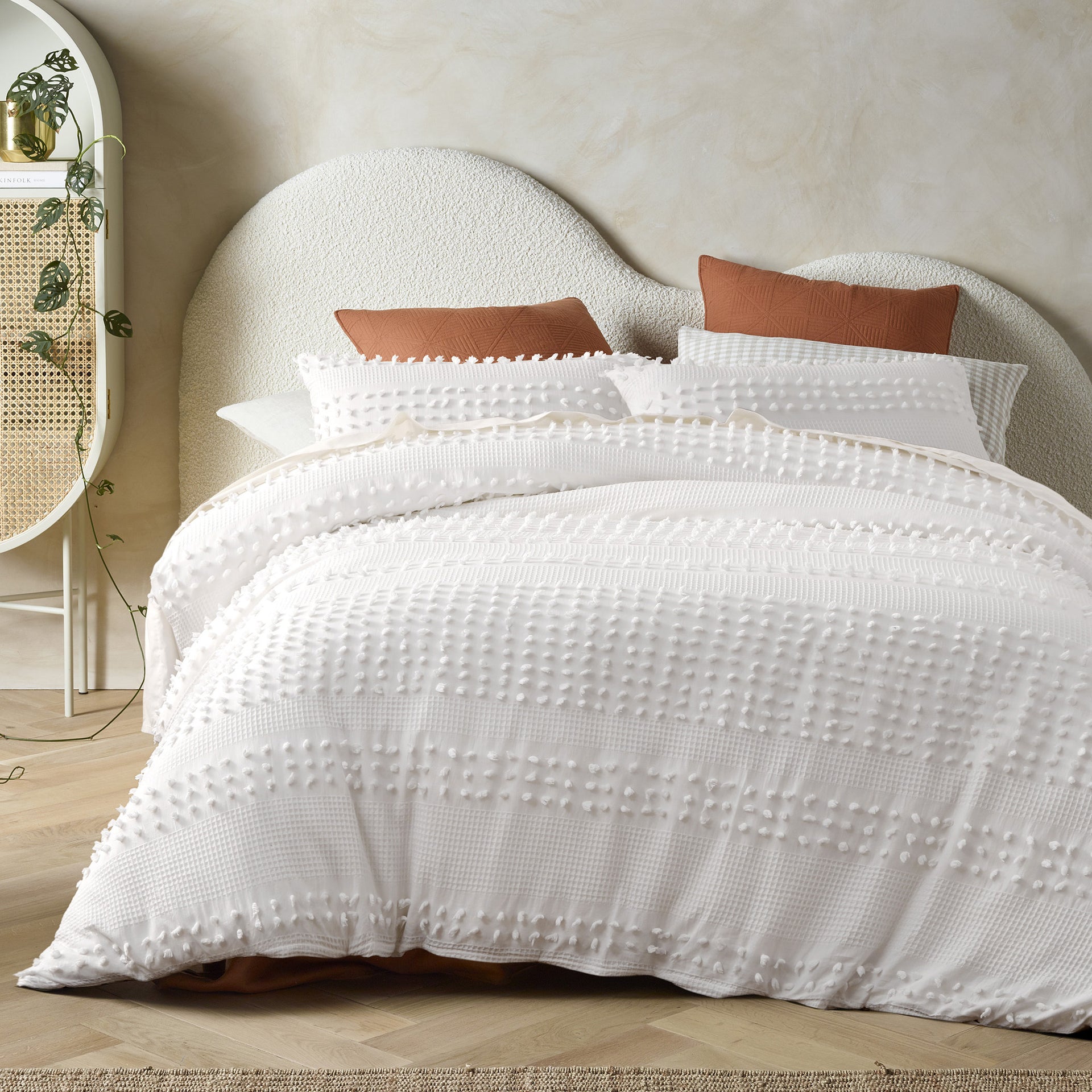 Vintage Design Luca White Cotton Quilt Cover Set Vintage Design