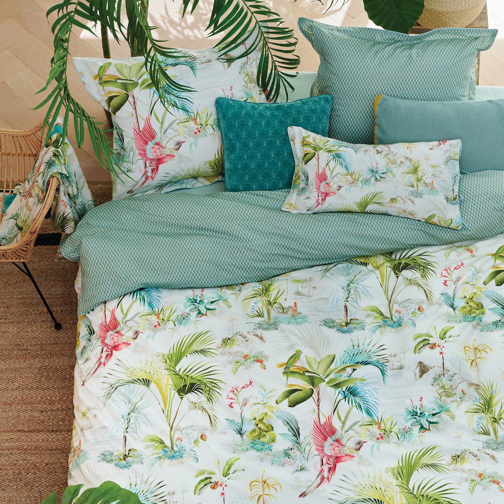 Pip Studio White Palm Scenes Cotton Quilt Cover Set Pip Studio