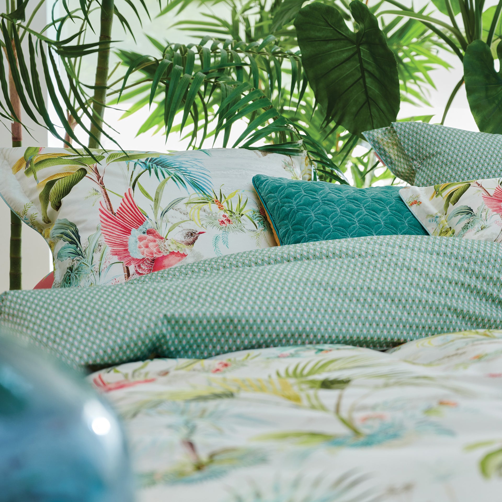 Pip Studio White Palm Scenes Cotton Quilt Cover Set Pip Studio