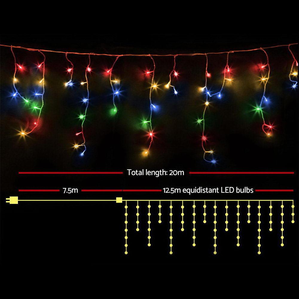 500 LED Christmas Icicle Lights 20M Outdoor Fairy String Party Wedding Multicolour Big Bedding Australia