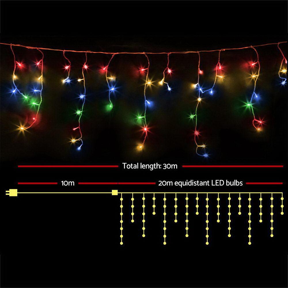 800 LED Christmas Icicle Lights Mutlicolour Big Bedding Australia