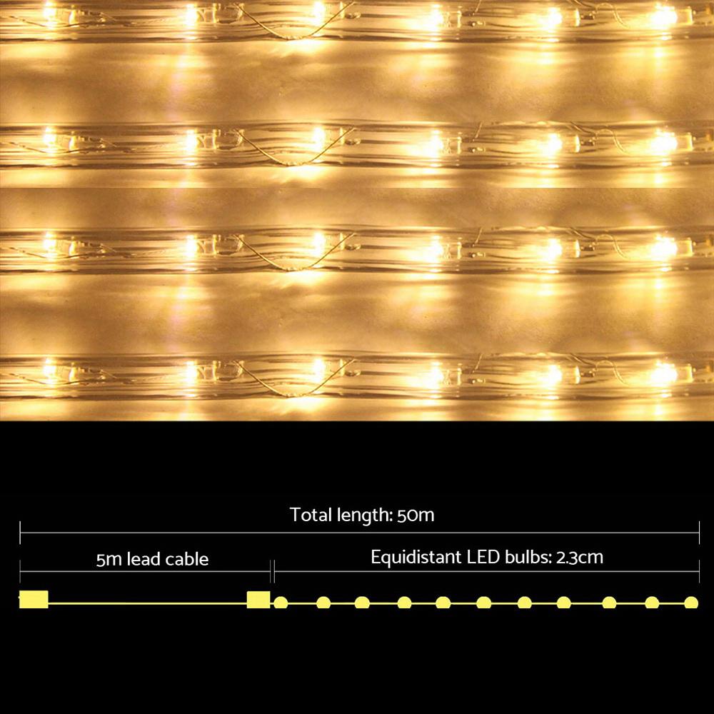 50M Christmas Rope Lights 1200 LED Warm White Big Bedding Australia