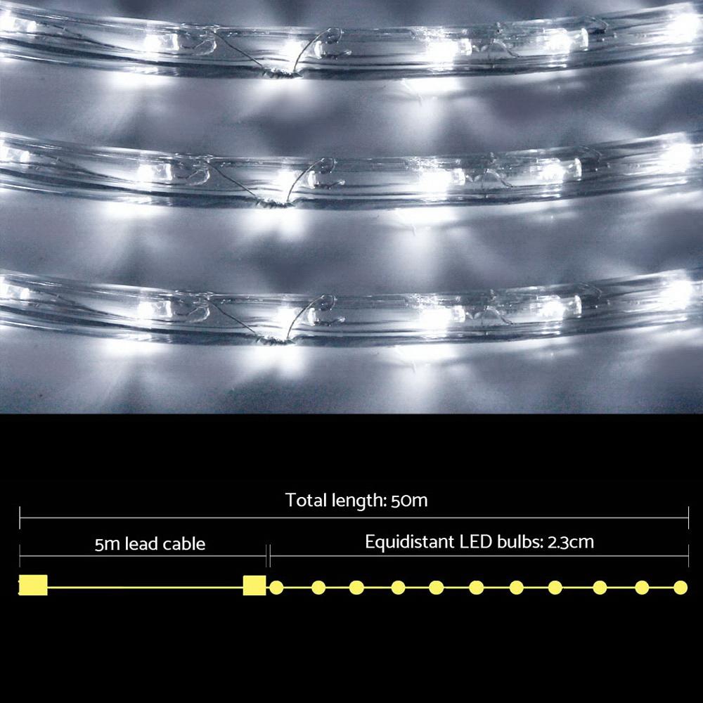 50M Christmas Rope Lights 1200 LED Cold White Big Bedding Australia