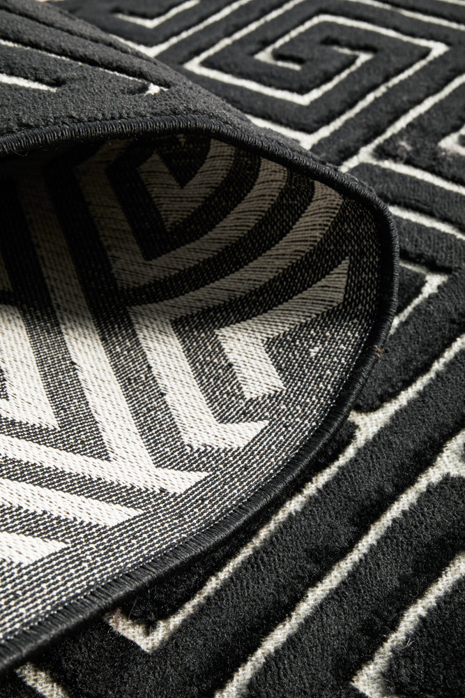 York Alice Black & Gold Runner Rug RUG CULTURE