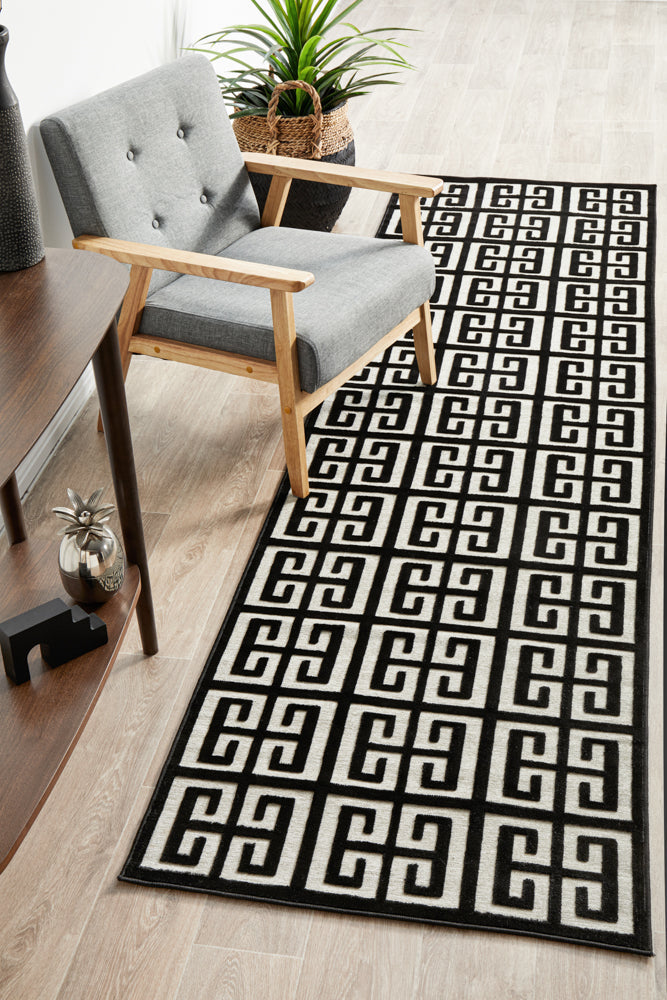 York Brenda Black & Gold Runner Rug RUG CULTURE