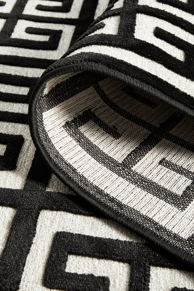 York Brenda Black & Gold Runner Rug RUG CULTURE