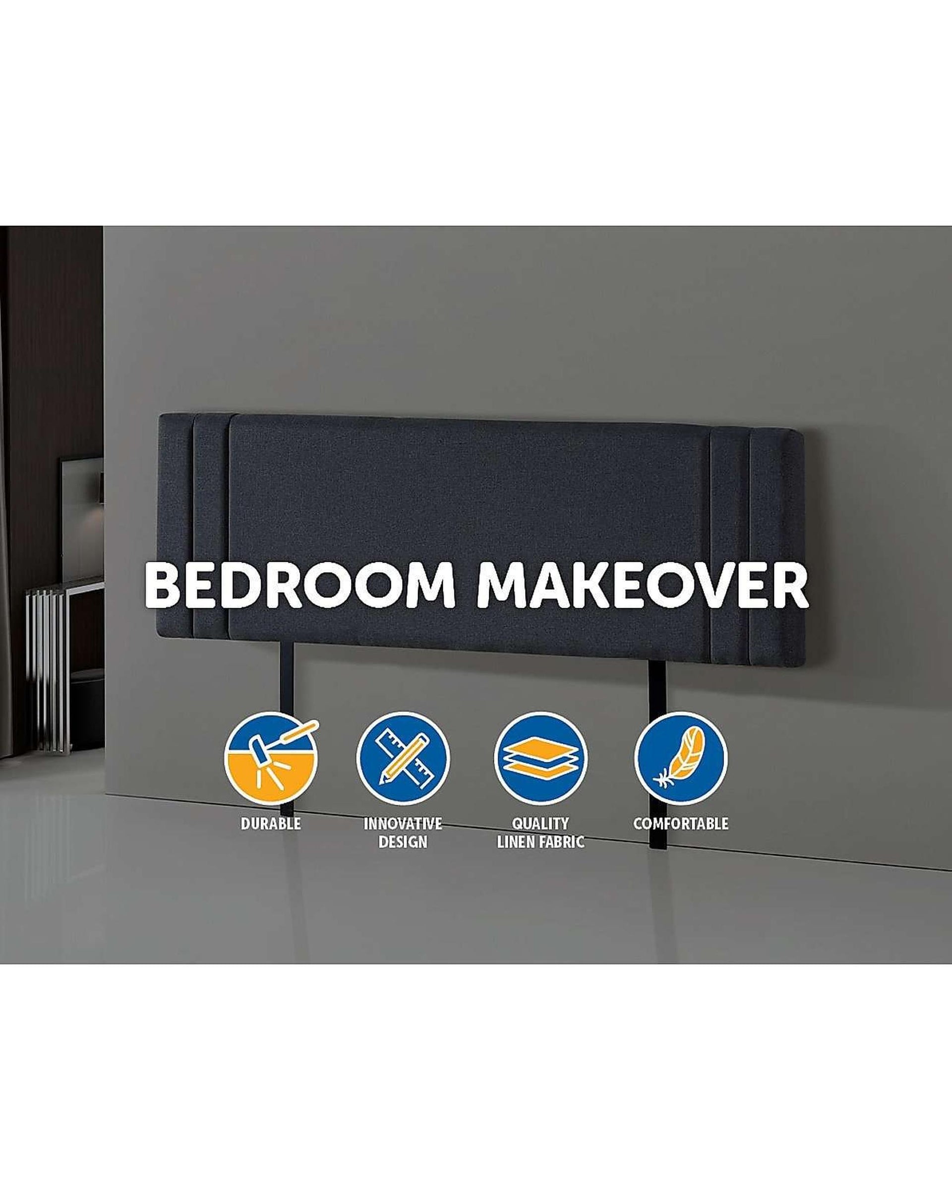 Deluxe Fabric Linen Bedhead - 2 Colours Palermo