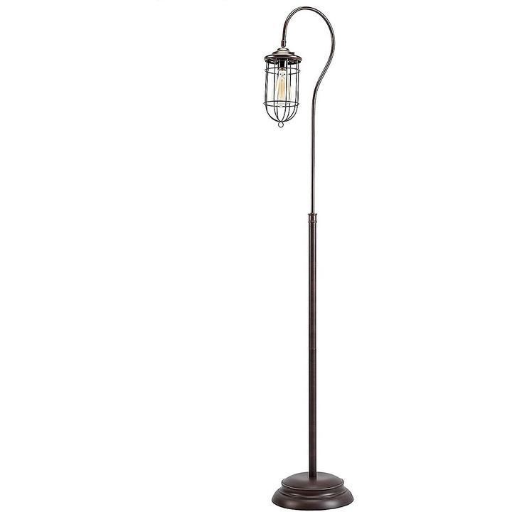 Industrial Floor Lamp with Adjustable Cage Shade in Bronze Finish Palermo