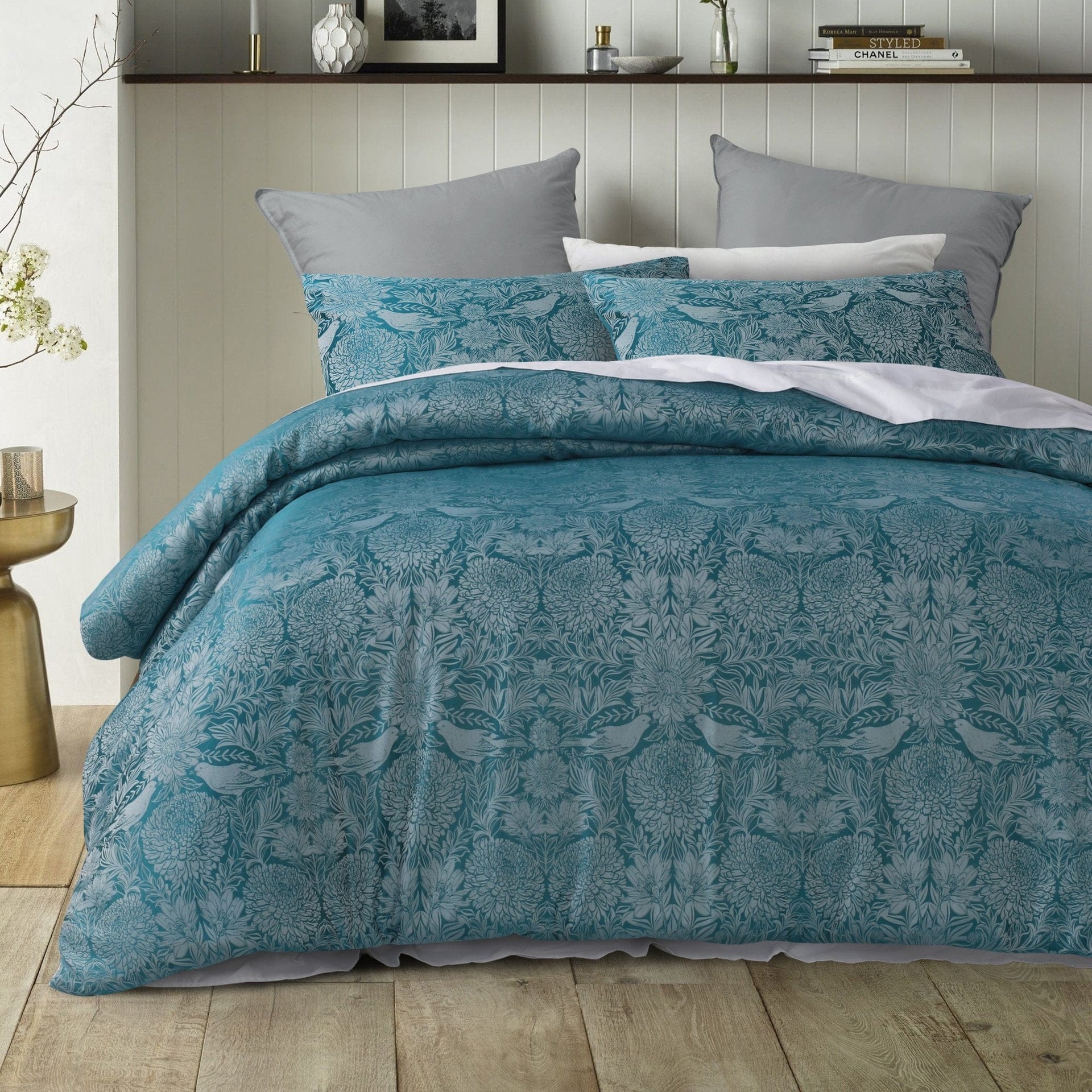 Accessorize Quilt Cover Accessorize Birdie Teal Jacquard Quilt Cover Sets