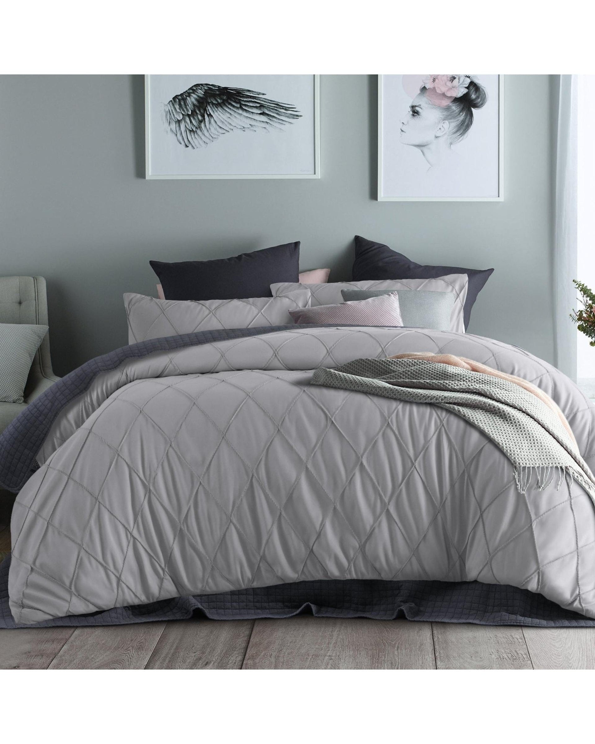 Accessorize Quilt Cover Accessorize Chloe Dove Grey Poly Cotton Chloe Quilt Cover Sets