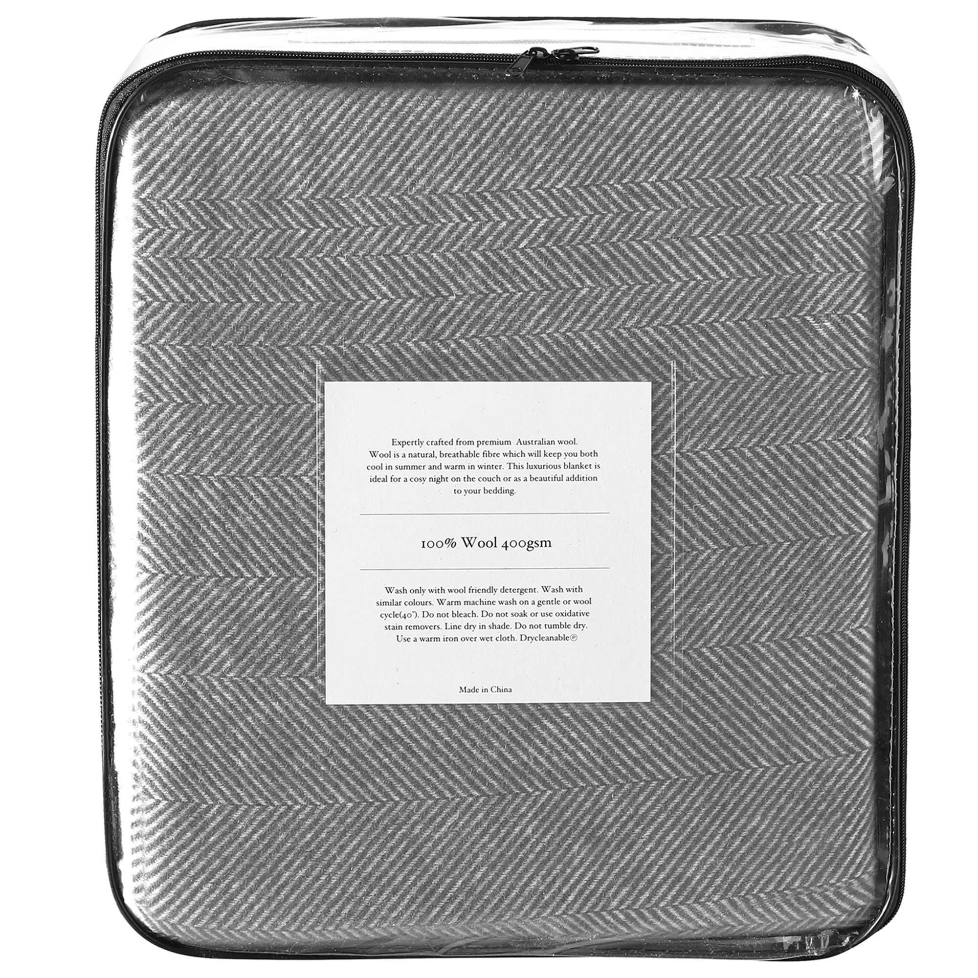 Accessorize Blanket Accessorize Grey Herringbone Wool Blanket