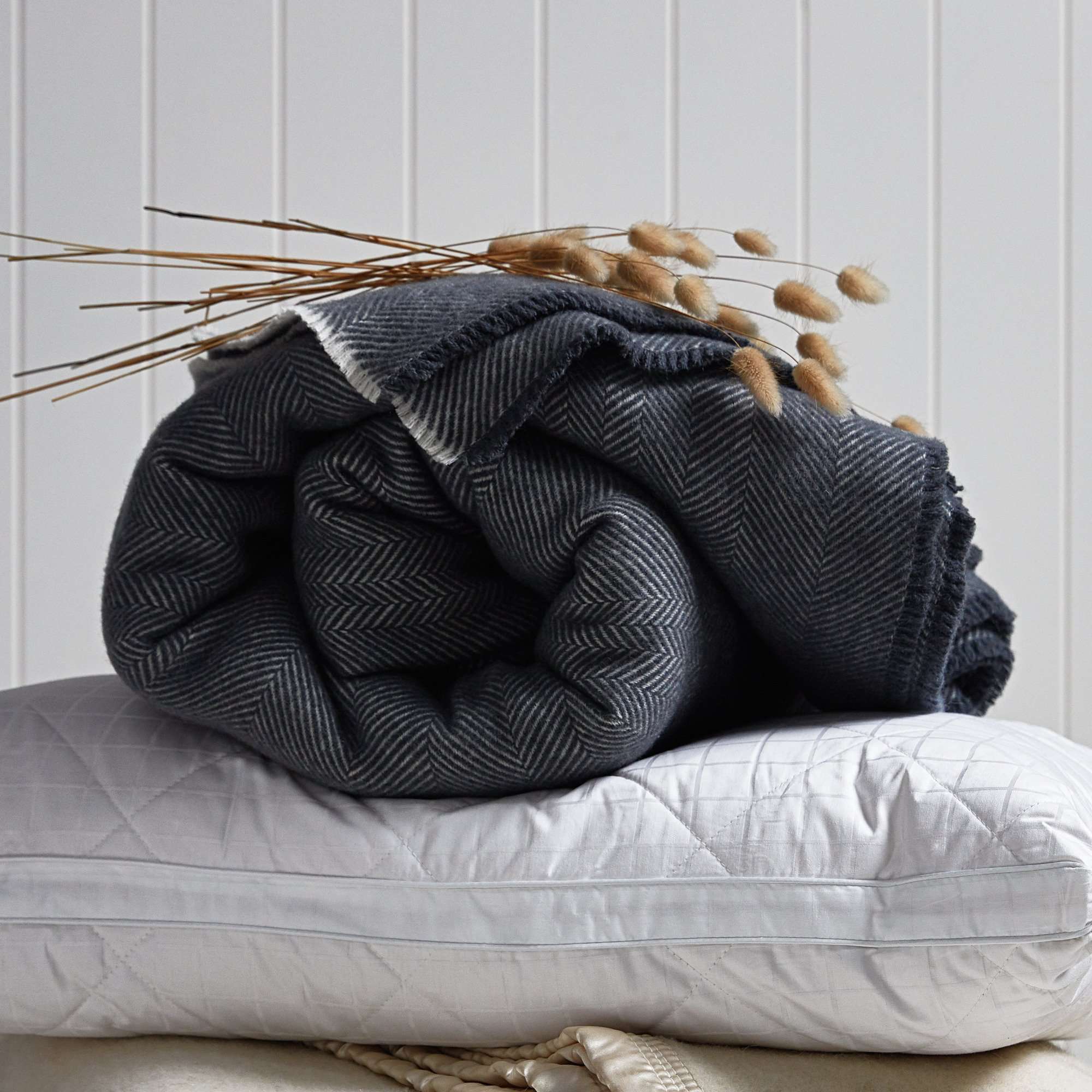 Accessorize Blanket Accessorize Grey Herringbone Wool Blanket