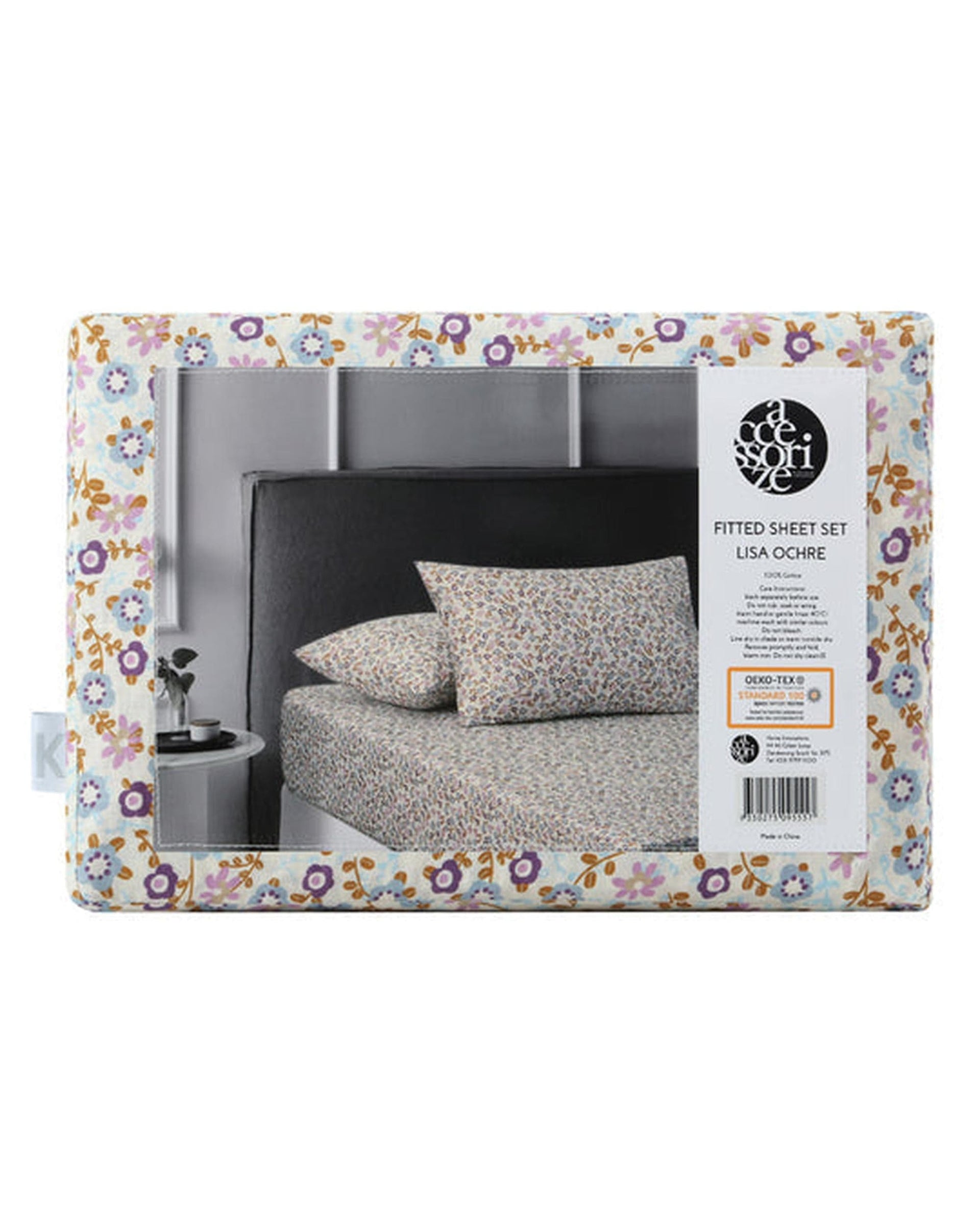 Accessorize Bed Sheets Accessorize Lisa Washed Cotton Fitted Combo Set Ochre
