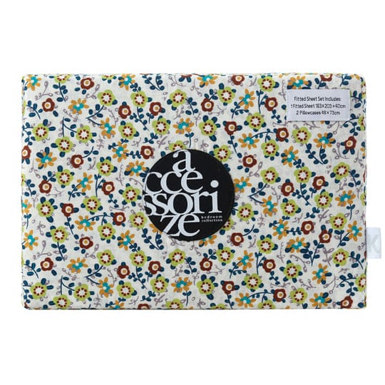 Accessorize Bed Sheets Accessorize Lisa Washed Cotton Fitted Combo Set Teal