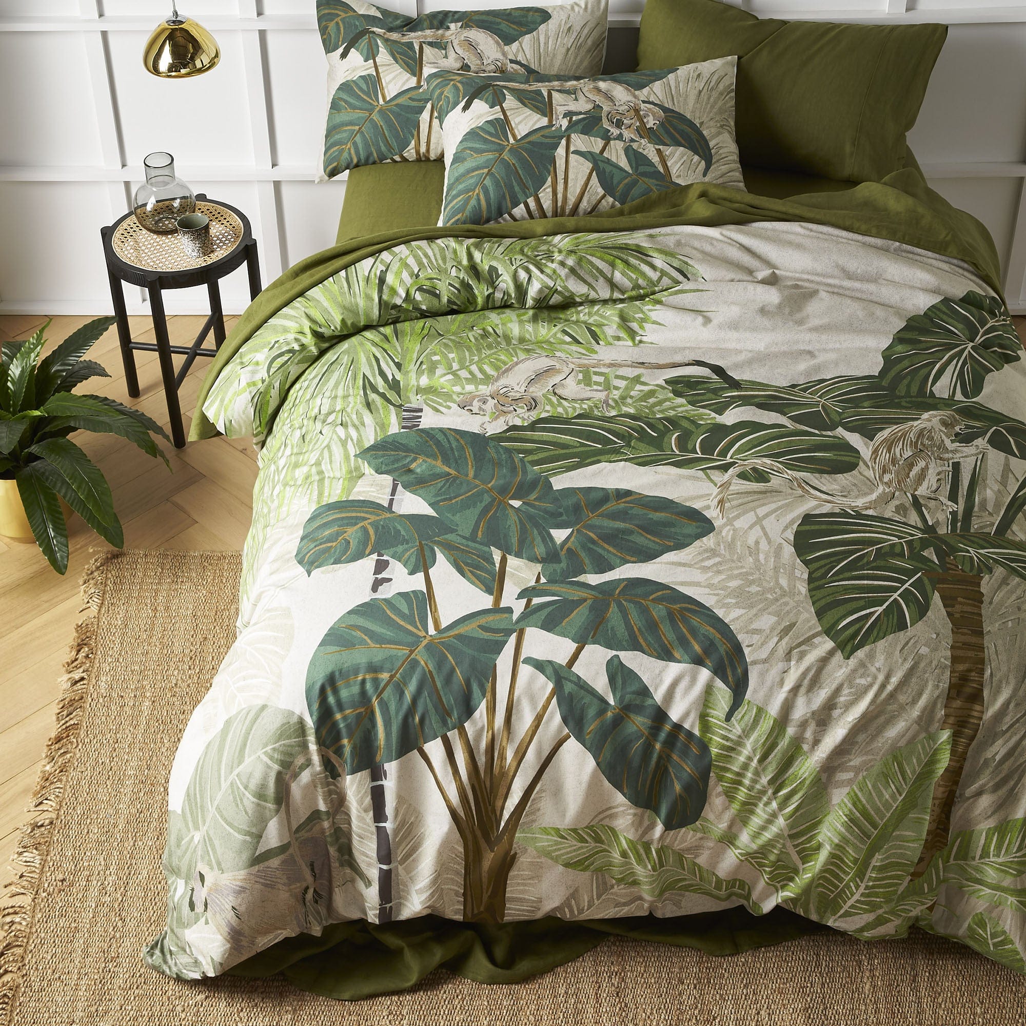 Accessorize Quilt Cover Accessorize Monkey Palms 180TC Cotton Digital Printed Quilt Cover Set