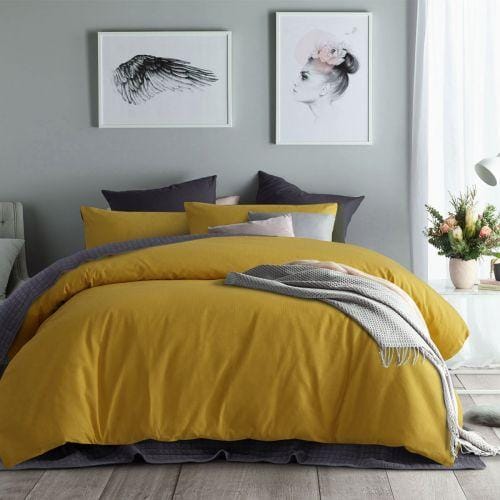 Accessorize Quilt Cover Accessorize Ochre Waffle Cotton Waffle Quilt Cover Sets
