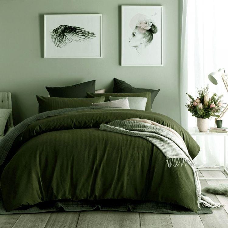 Accessorize Quilt Cover Accessorize Olive Waffle Cotton Waffle Quilt Cover Sets