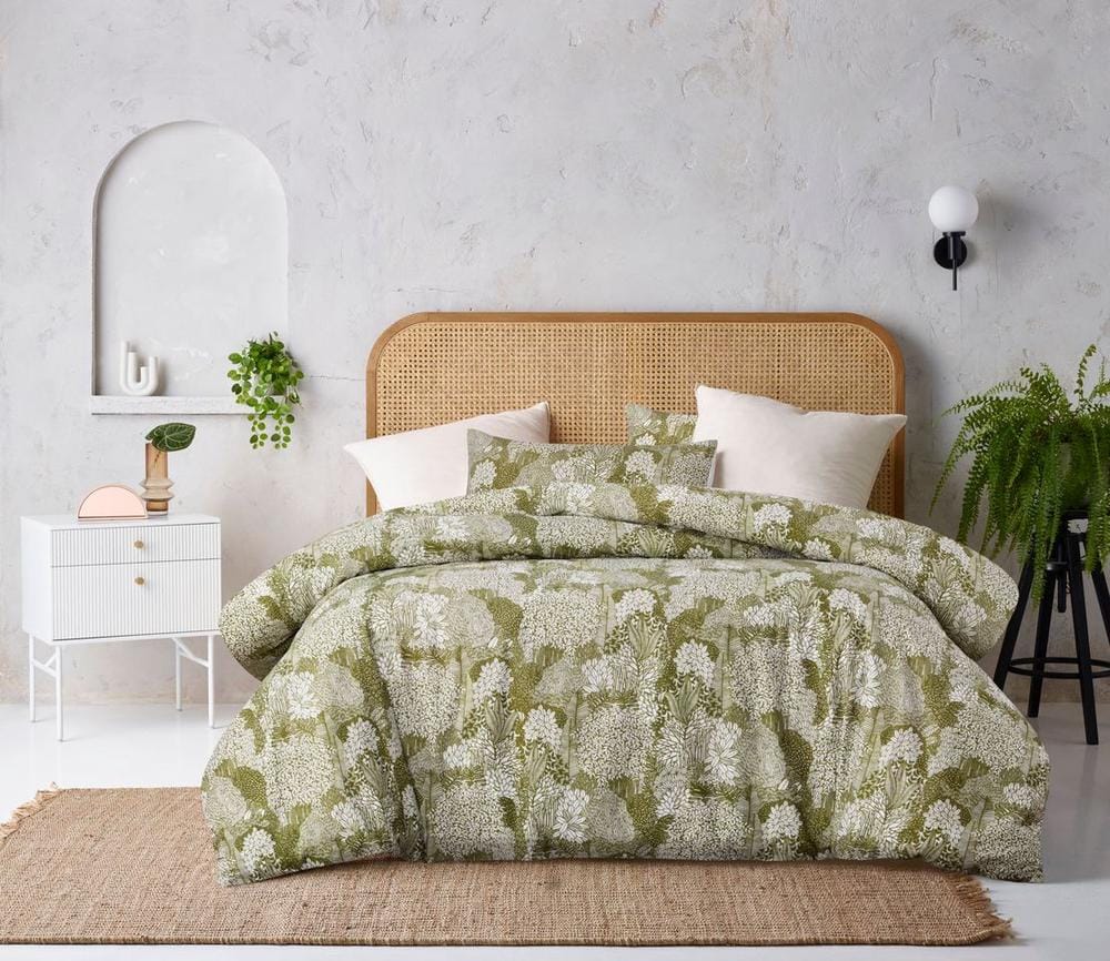 Accessorize Quilt Cover Accessorize Otway Moss Green 180TC Cotton Digital Printed Quilt Cover Set
