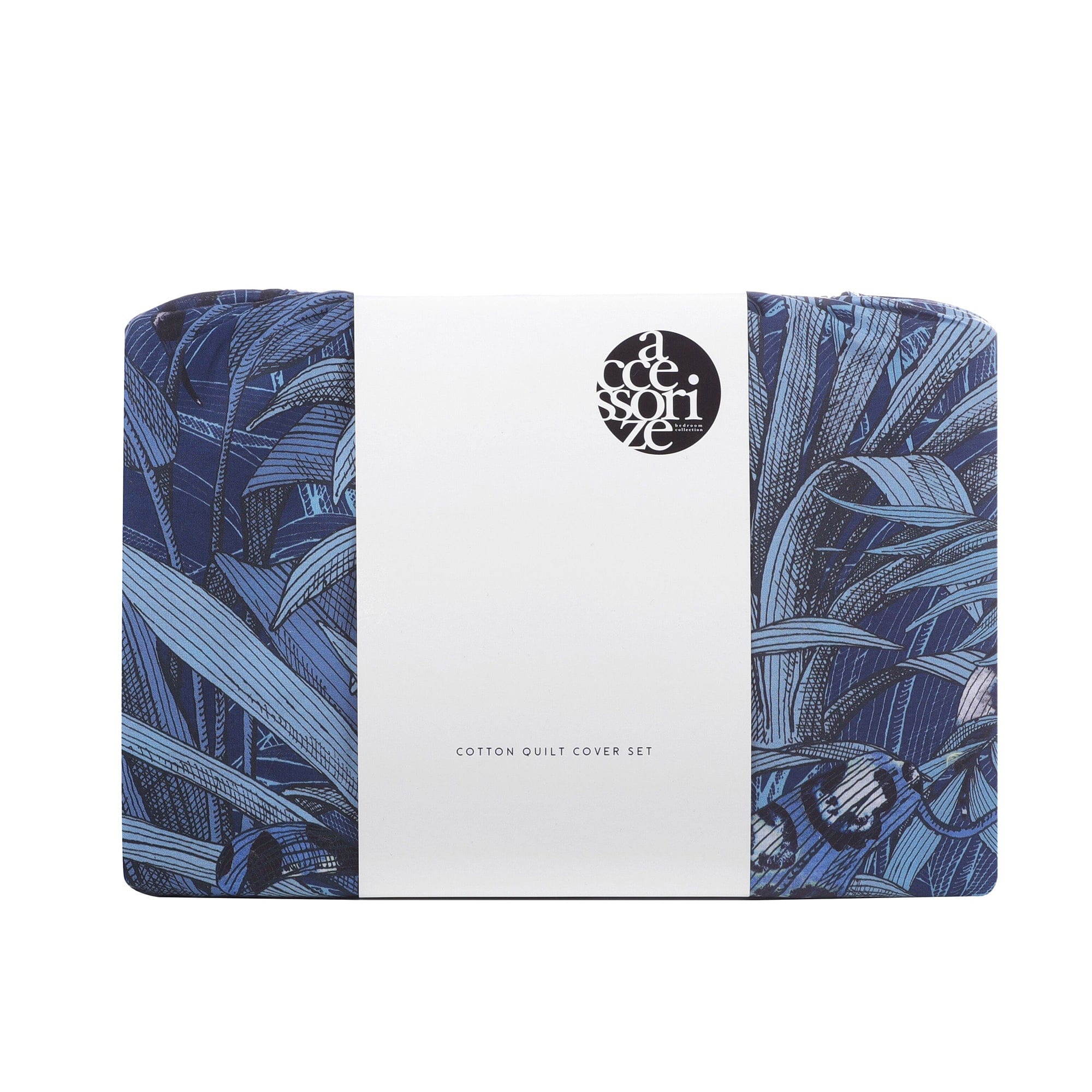 Accessorize Quilt Cover Accessorize Palm Leopard Blue 180TC Cotton Digital Printed Quilt Cover Set