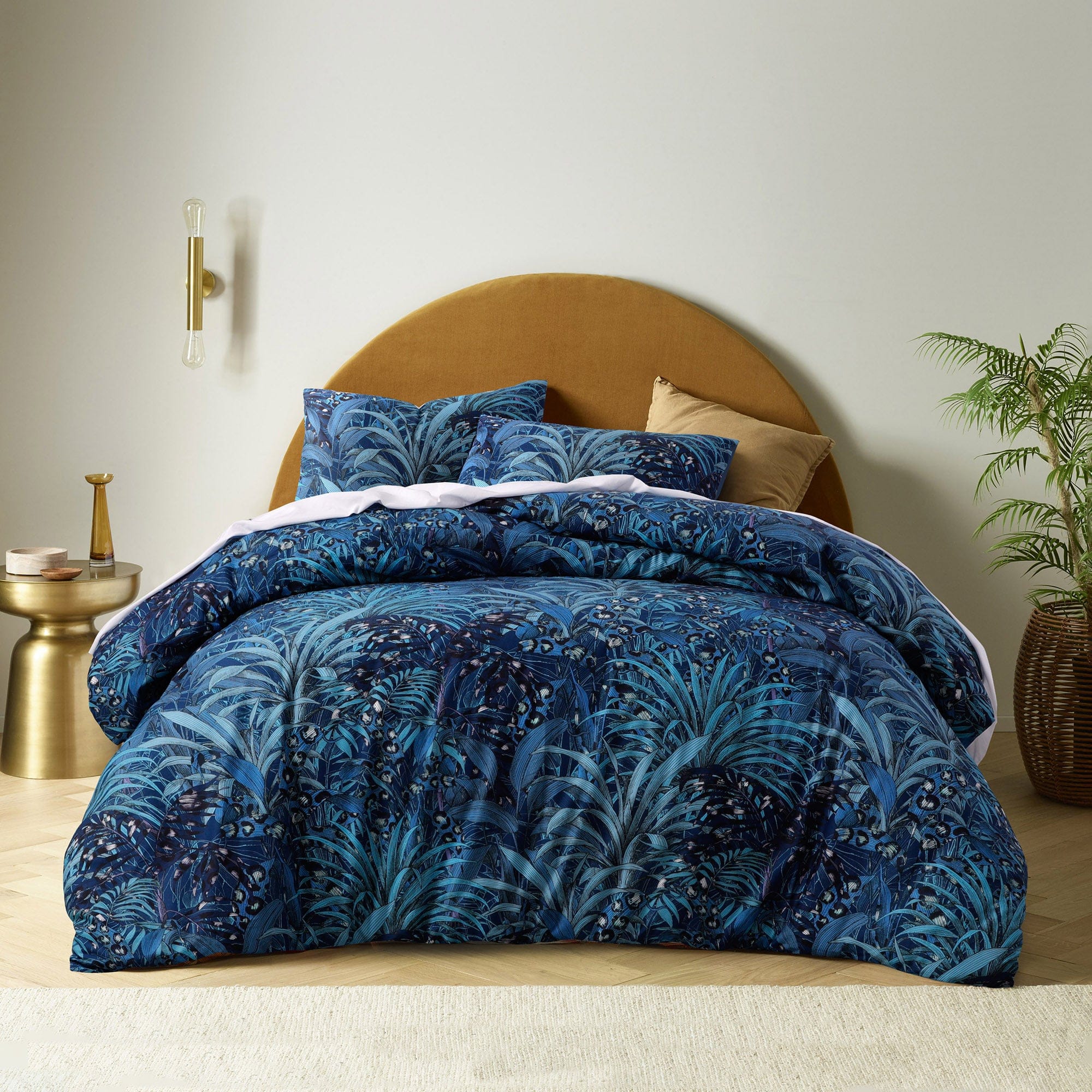 Accessorize Quilt Cover Accessorize Palm Leopard Blue 180TC Cotton Digital Printed Quilt Cover Set