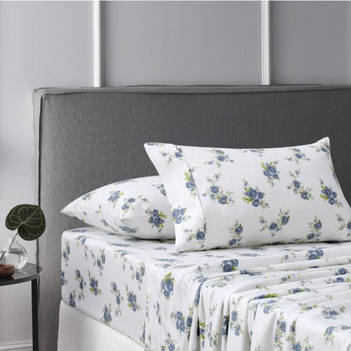 Accessorize Bed Sheets Accessorize Rose Light Blue Cotton Flannelette Sheet Set