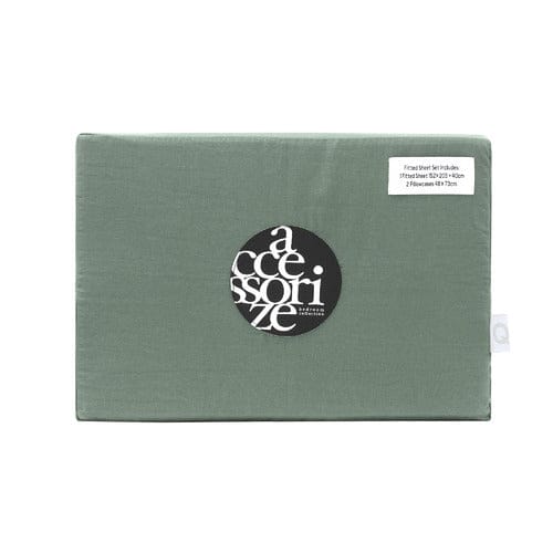Accessorize Bed Sheets Accessorize Washed Cotton Fitted Sheet Set - OLIVE
