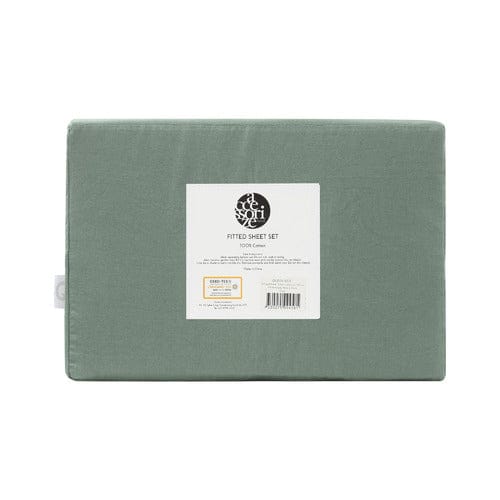 Accessorize Bed Sheets Accessorize Washed Cotton Fitted Sheet Set - OLIVE