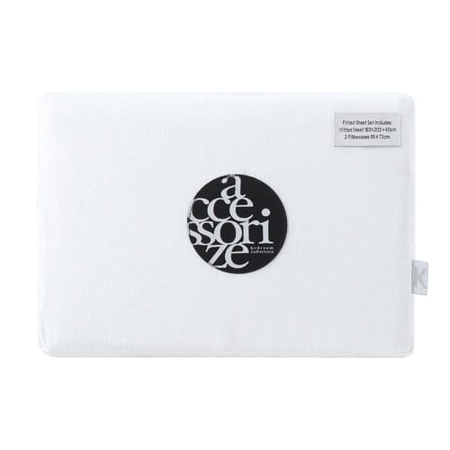 Accessorize Bed Sheets Accessorize Washed Cotton Fitted Sheet Set - WHITE