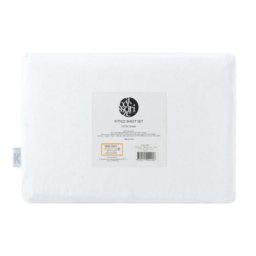Accessorize Bed Sheets Accessorize Washed Cotton Fitted Sheet Set - WHITE