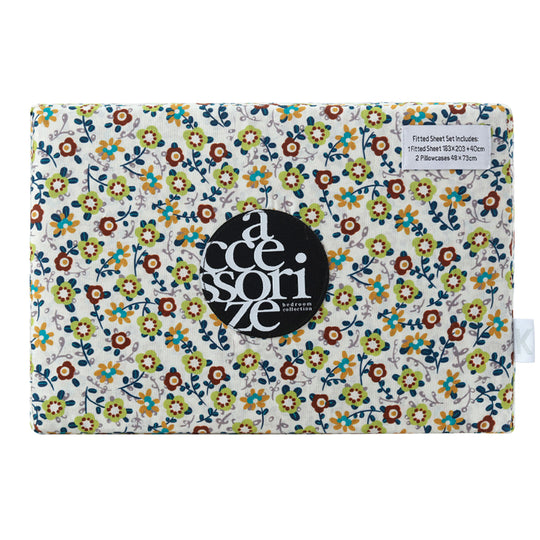 Accessorize Lisa Washed Cotton Fitted Combo Set Teal Accessorize