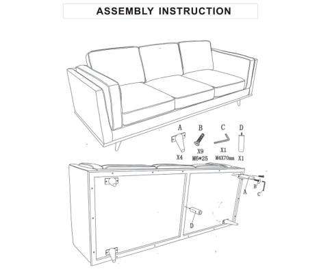 Stylish Leatherette Brown York Sofa  3 Seater Melbournians Furniture