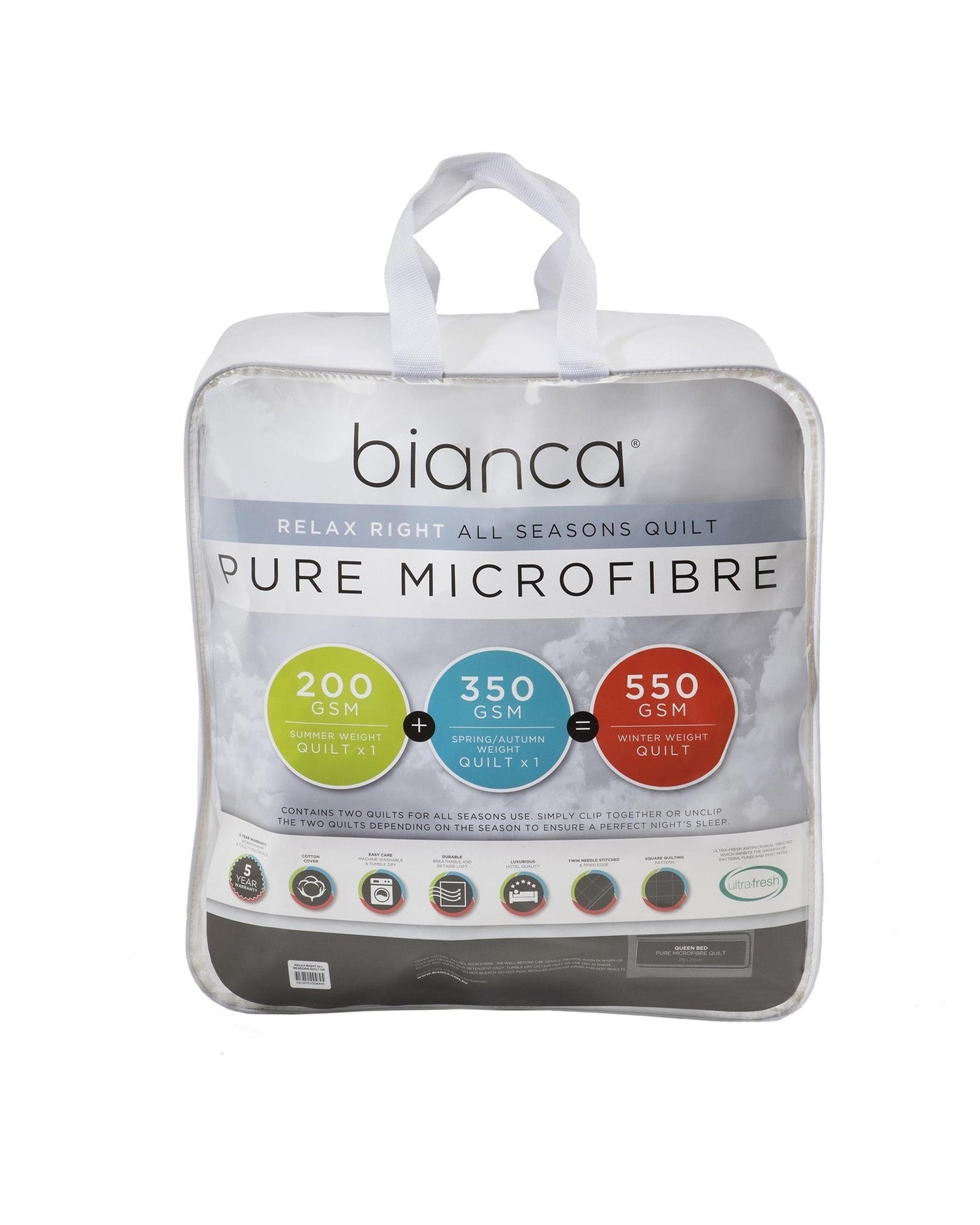 Bianca Bedding RELAX RIGHT PURE MICROFIBRE ALL SEASONS QUILT Bianca Bedding