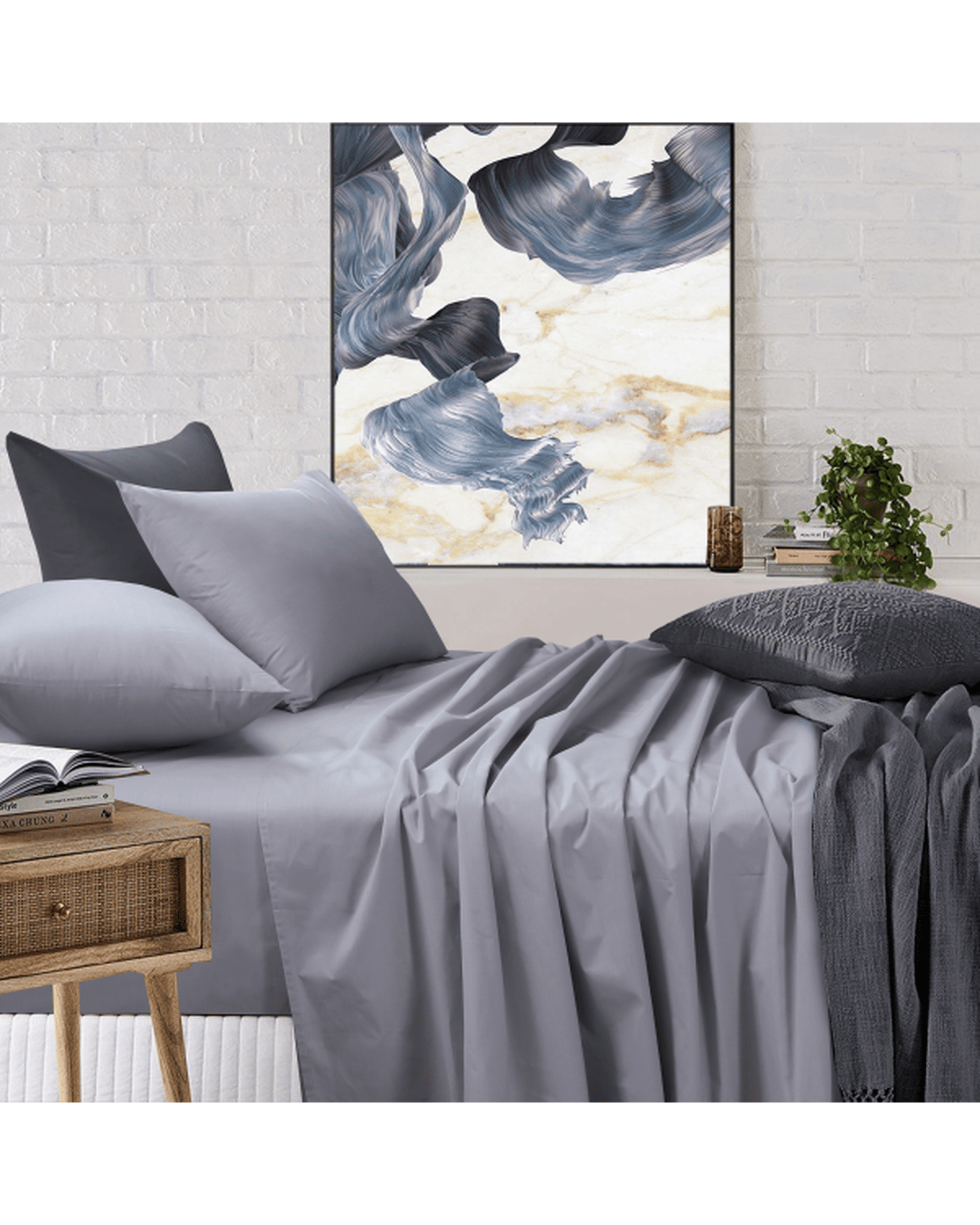 Amsons Bed Sheets Amsons Light Grey Bedsheets Set- Flat & Fitted Sheets With Pillowcases