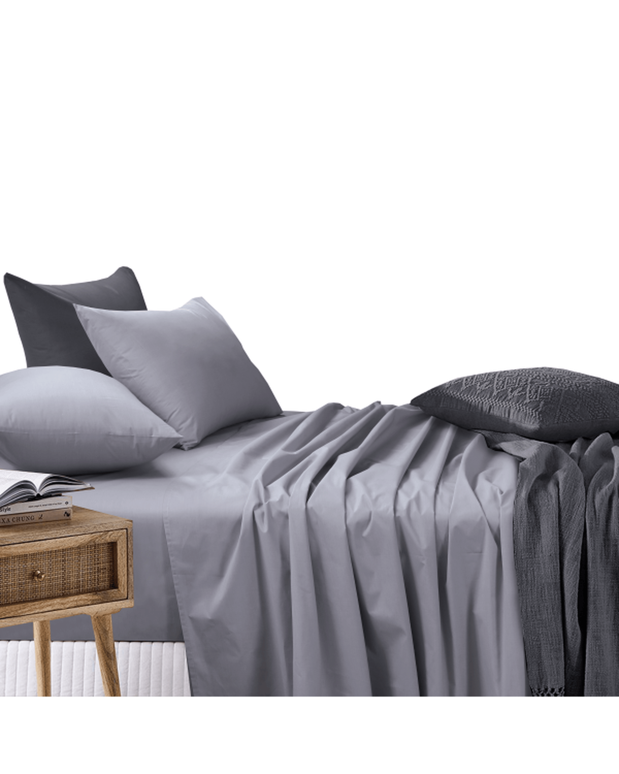 Amsons Bed Sheets Amsons Light Grey Bedsheets Set- Flat & Fitted Sheets With Pillowcases