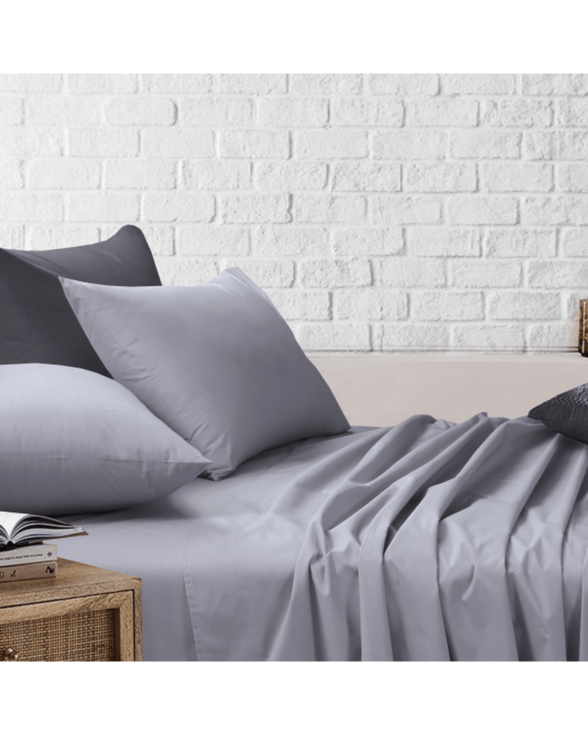 Amsons Bed Sheets Amsons Light Grey Bedsheets Set- Flat & Fitted Sheets With Pillowcases