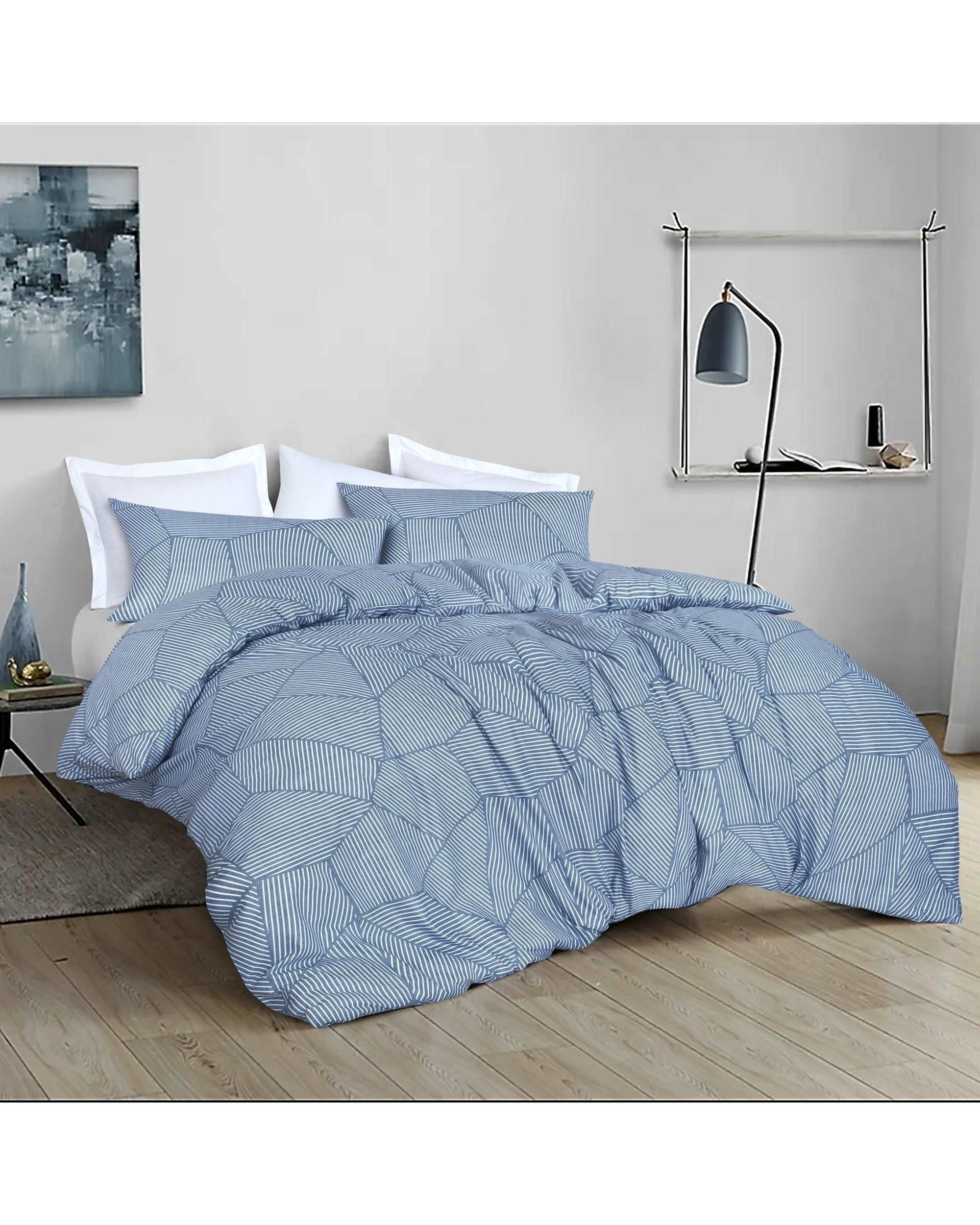 Amsons Quilt Cover Amsons Pure Cotton Quilt Cover Set With Extra Standard Pillowcases - Ariana Denim
