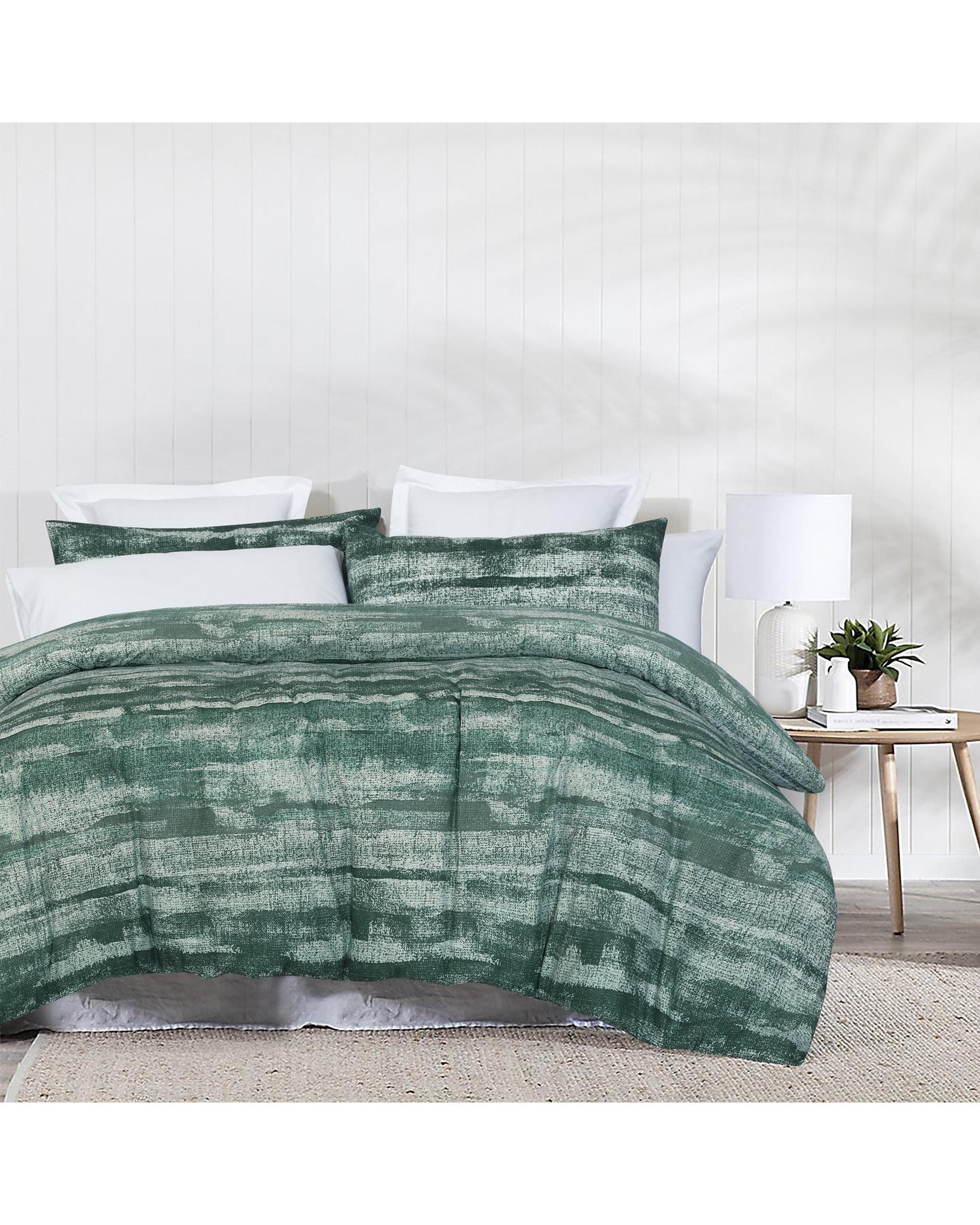 Amsons Quilt Cover Amsons Pure Cotton Quilt Cover Set With Extra Standard Pillowcases - Eden Sage