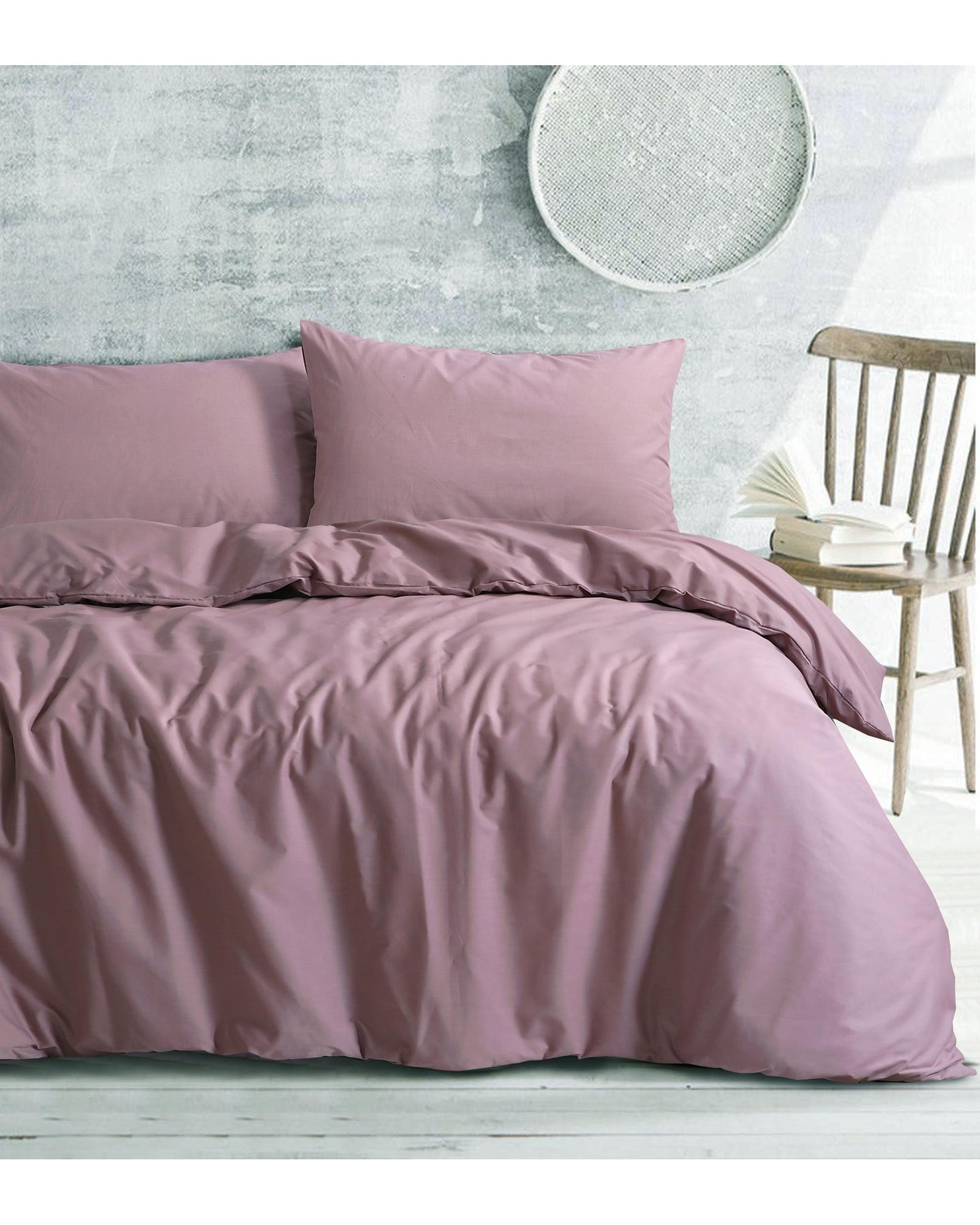 Amsons Quilt Cover Amsons Royale Cotton Quilt Duvet Doona Cover Set with Europeon pillowcases - Dusky Pink